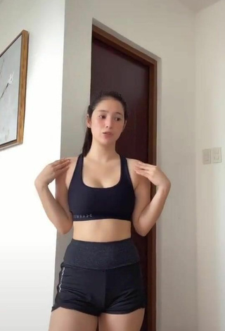 4. Sexy Barbie Imperial Shows Cleavage in Black Sport Bra