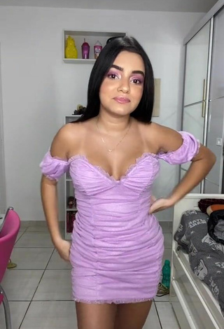 3. Beautiful Bela Almada Shows Cleavage in Sexy Purple Dress and Bouncing Breasts