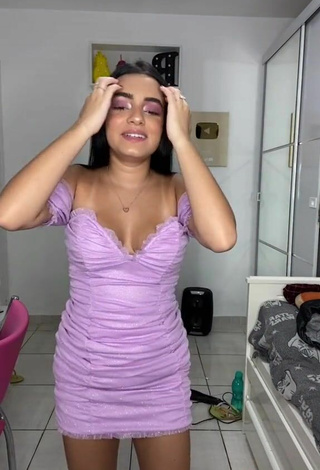 4. Beautiful Bela Almada Shows Cleavage in Sexy Purple Dress and Bouncing Breasts