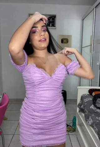 5. Beautiful Bela Almada Shows Cleavage in Sexy Purple Dress and Bouncing Breasts
