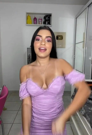 6. Beautiful Bela Almada Shows Cleavage in Sexy Purple Dress and Bouncing Breasts