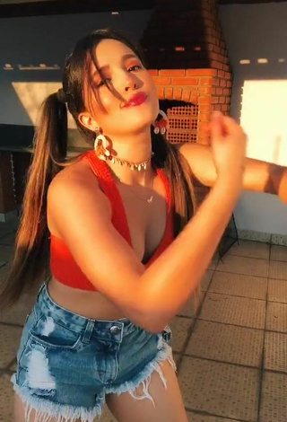 Sexy Bya Kessey Shows Cleavage in Red Crop Top