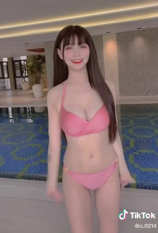 6. Elegant c.0214 Shows Cleavage in Pink Bikini and Bouncing Tits