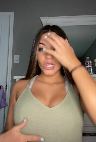 Sexy Camryn Cordova Shows Cleavage in Olive Top
