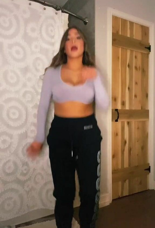 Cute Camryn Cordova Shows Cleavage in Grey Crop Top and Bouncing Tits