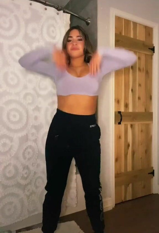 2. Cute Camryn Cordova Shows Cleavage in Grey Crop Top and Bouncing Tits
