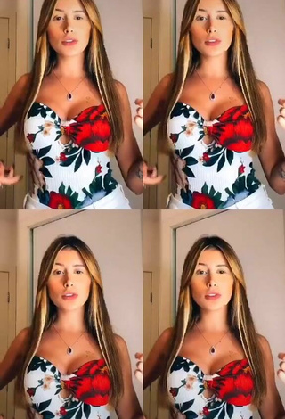 Beautiful Ca Garcia Shows Cleavage in Sexy Floral Top