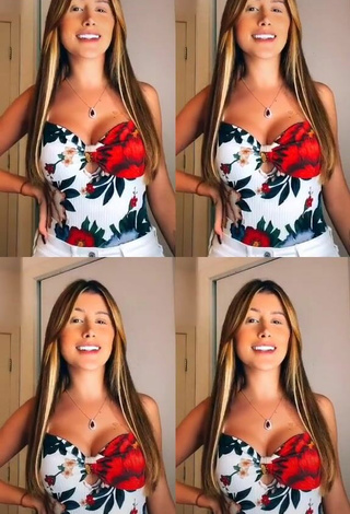 2. Beautiful Ca Garcia Shows Cleavage in Sexy Floral Top