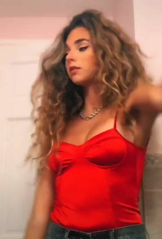 2. Sexy Chrissy Corsaro Shows Cleavage in Red Top