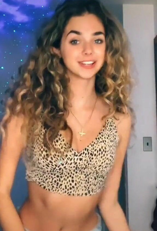 2. Beautiful Chrissy Corsaro Shows Cleavage in Sexy Leopard Crop Top and Bouncing Breasts
