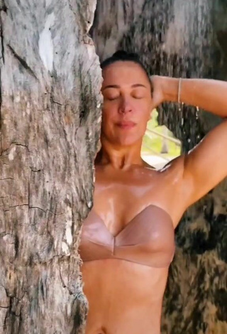 Sexy Cláudia Raia in Beige Bikini