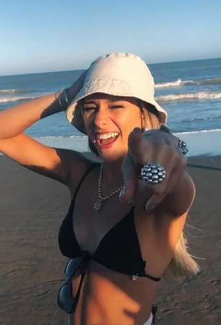 2. Sexy Coty Piozzi in Black Bikini Top at the Beach