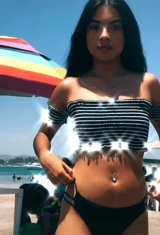 Sweetie Dayana in Striped Crop Top at the Beach