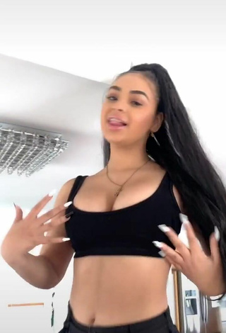 Devenity Perkins Shows Cleavage in Nice Black Crop Top and Bouncing Boobs