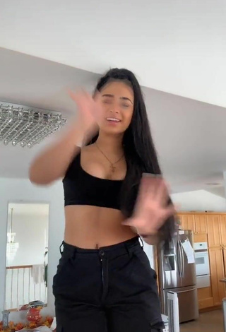 4. Devenity Perkins Shows Cleavage in Nice Black Crop Top and Bouncing Boobs