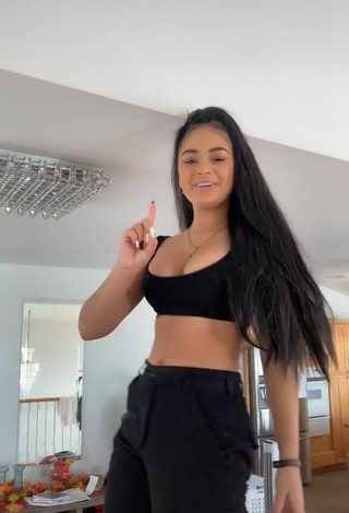 6. Devenity Perkins Shows Cleavage in Nice Black Crop Top and Bouncing Boobs