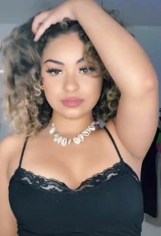 Devenity Perkins Shows Cleavage in Erotic Black Crop Top and Bouncing Boobs
