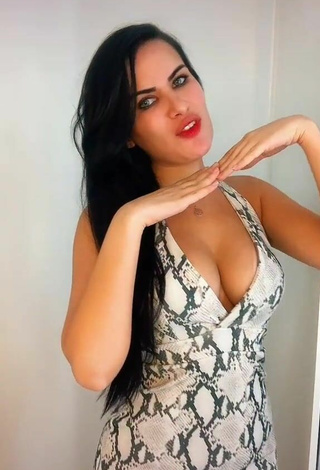 4. Hottie Dine Azevedo Shows Cleavage in Snake Print Dress