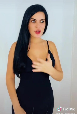 2. Beautiful Dine Azevedo Shows Cleavage in Sexy Black Dress
