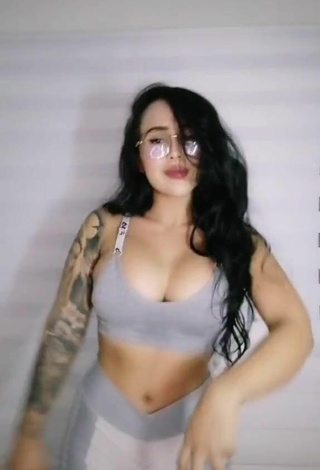 5. Sweet Eve Herrera Shows Cleavage in Cute Grey Sport Bra and Bouncing Breasts