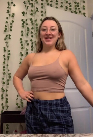 Sexy Gabby DePietro in Brown Crop Top without  Brassiere
