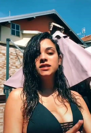 Cute Giulia Paglianiti Shows Cleavage in Black Bikini Top and Bouncing Tits