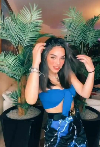 3. Hot Giulia Paglianiti Shows Cleavage in Blue Tube Top and Bouncing Boobs