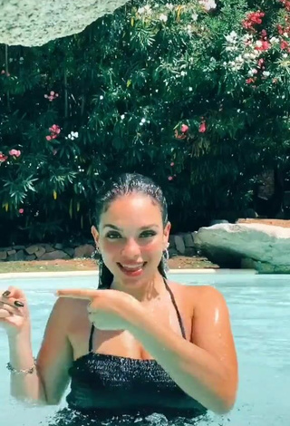 Sexy Giulia Paglianiti in Black Swimsuit at the Swimming Pool