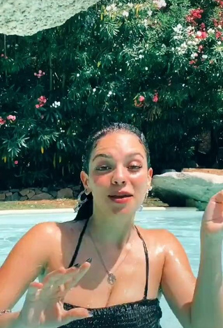 2. Sexy Giulia Paglianiti in Black Swimsuit at the Swimming Pool