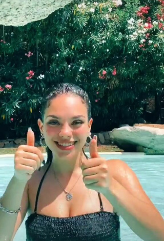 5. Sexy Giulia Paglianiti in Black Swimsuit at the Swimming Pool