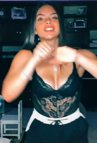 Sexy Giulia Paglianiti Shows Cleavage in Black Top and Bouncing Breasts