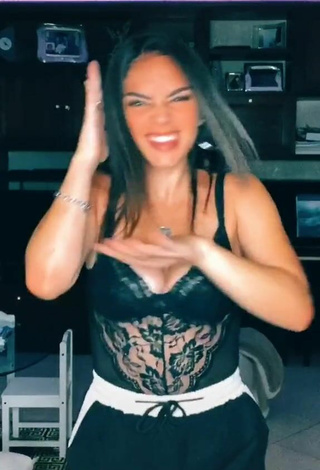 3. Sexy Giulia Paglianiti Shows Cleavage in Black Top and Bouncing Breasts