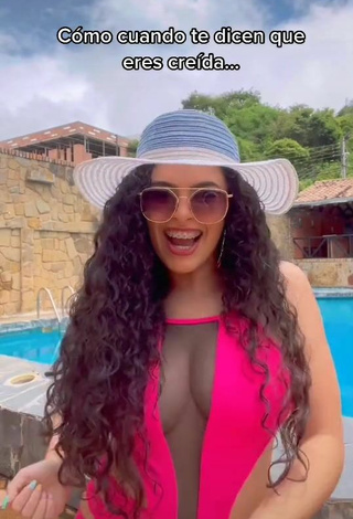 2. Sexy Gleidy Rojas Shows Cleavage in Firefly Rose Swimsuit at the Swimming Pool