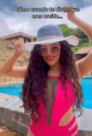 5. Sexy Gleidy Rojas Shows Cleavage in Firefly Rose Swimsuit at the Swimming Pool