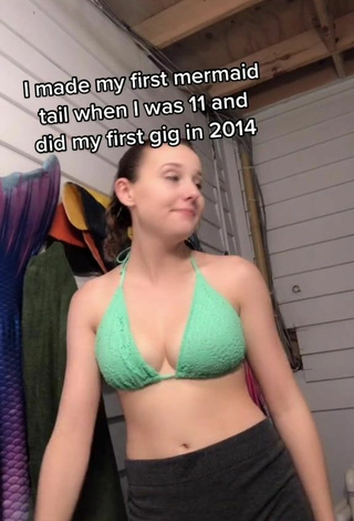 5. Sexy Haley Mermaid Shows Cleavage in Green Bikini Top