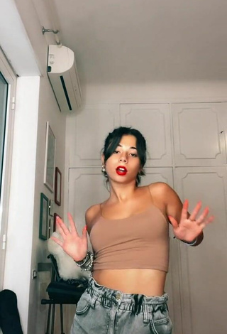 4. Sexy Jasmin Zangarelli in Beige Crop Top and Bouncing Boobs