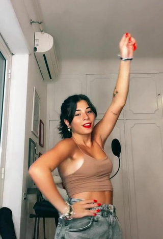 5. Sexy Jasmin Zangarelli in Beige Crop Top and Bouncing Boobs