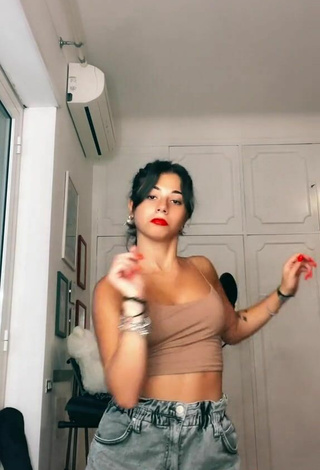 6. Sexy Jasmin Zangarelli in Beige Crop Top and Bouncing Boobs