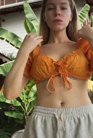 Sexy Ira Blanc in Orange Crop Top