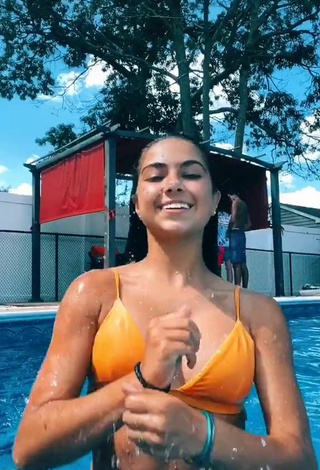 2. Pretty Alisa Kotlyarenko Shows Cleavage in Orange Bikini Top at the Pool