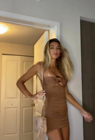 Sexy Jacqueline Fransway in Brown Dress