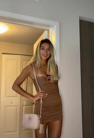 3. Sexy Jacqueline Fransway in Brown Dress