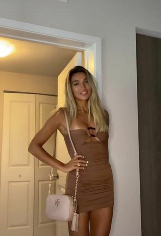 4. Sexy Jacqueline Fransway in Brown Dress