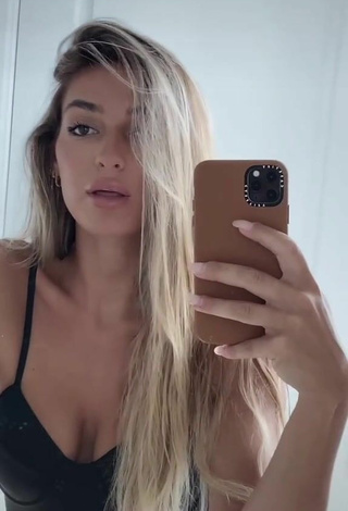 6. Sexy Jacqueline Fransway Shows Cleavage in Black Swimsuit