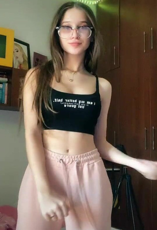 Cute Jane Jabre Shows Cleavage in Black Crop Top and Bouncing Tits