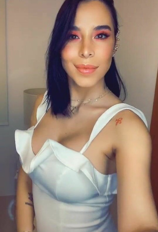 Really Cute Jessi Pereira Shows Cleavage in White Dress