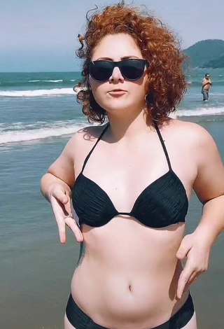 Sexy Jessyrobot in Black Bikini at the Beach