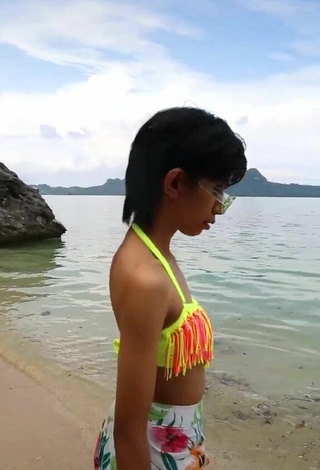 Sexy Joyce Glorioso in Bikini Top at the Beach
