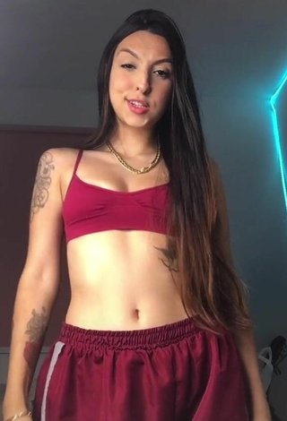Julia Guerra Shows Cleavage in Hot Red Sport Bra and Bouncing Boobs