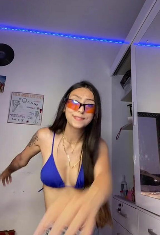 Adorable Julia Guerra in Seductive Blue Bikini Top and Bouncing Boobs